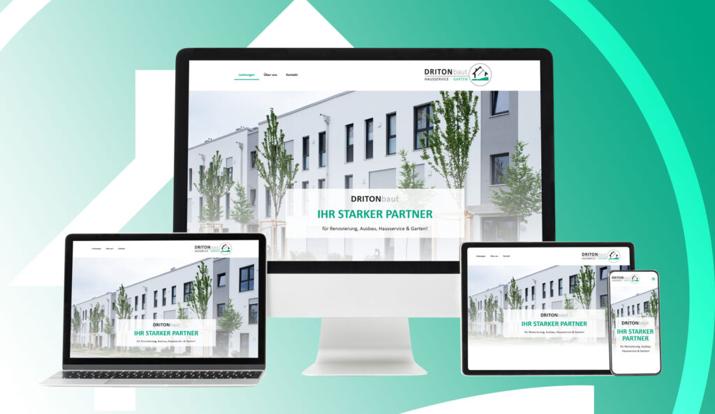 Singlepage website von DRITONbaut als moderner Onepager mit klarer Struktur